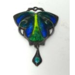 A silver and enamelled pendant, marked 'C.H', possibly Charles Horner.