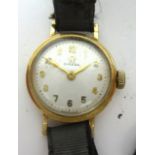 Omega, a ladies 9ct gold traditional wristwatch in original box.