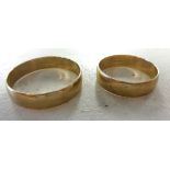 Two 9ct gold wedding bands approx 4.7gms.
