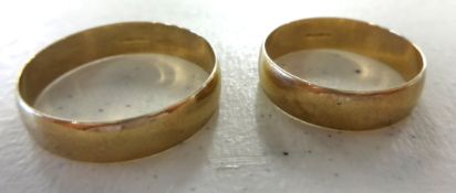 Two 9ct gold wedding bands approx 4.7gms.