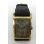 Rolex, 9ct gold rectangular large size wristwatch, stamped 60806, 813, width 26mm.