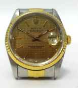 Rolex Date Just, a gents stainless steel and gold wristwatch.