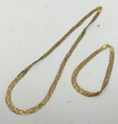 A 9ct Italian tri-coloured gold necklace and bracelet, approx 5.8gms.