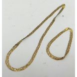 A 9ct Italian tri-coloured gold necklace and bracelet, approx 5.8gms.