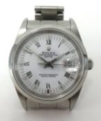 Rolex Oyster Perpetual Date, a gents stainless steel chronometer, No. 15200, on steel bracelet,