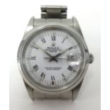 Rolex Oyster Perpetual Date, a gents stainless steel chronometer, No. 15200, on steel bracelet,