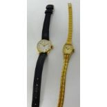 A vintage ladies Surena Incabloc 9ct gold cased wristwatch together with a ladies modern rotary gilt