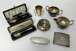 Two silver spoons including George V 1938, cased, together with an assortment of various silver