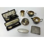 Two silver spoons including George V 1938, cased, together with an assortment of various silver