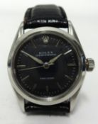 Rolex, a gents medium size oyster speed king precision with black dial, diameter approx 30mm