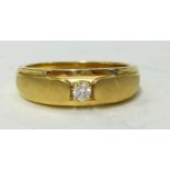 A 14k yellow gold diamond single stone ring, 6.3gm, ring size S