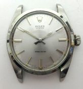 Rolex, a gents stainless steel oyster precision wrist watch with batten numerals, no bracelet