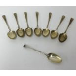 Seven George III tablespoons, Dublin 1787 and one English spoon similar (8), approx 16.23oz.