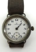 Omega, a silver trench watch (lacks glass and second hand), diameter 33mm excluding crown.