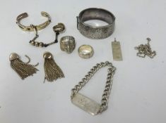 Various silver jewellery including heavy rings, ingot, bangle etc approx 6.3oz