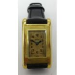 Jaeger Le Coultre, a ladies 18ct gold duo plain wristwatch, No. 25522.