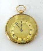 An 18ct gold ruby cylinder pocket watch with offset dial pocket watch, inscribed 'Guyerdet Aine a