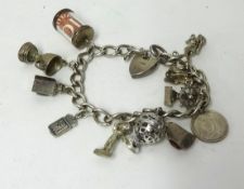 A silver charm bracelet.