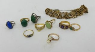 Various gold rings, bracelets etc, hallmarked 9ct gold weight approx 20.6gms, 18ct gold