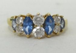 9ct dress ring set with blue stone (zircon)