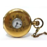 Dennison Moon gold plated half hunter pocket watch (made of two plates of 10ct gold), with