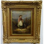 James Edwin Meadows (1822-1888), oil on board, 'Going to Market', 25cm x 20cmm with monogrammed