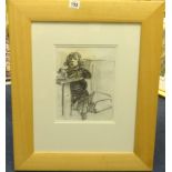 Robert Lenkiewicz (1941-2002), signed pencil sketch of boy, 24.5cm x 19cm, framed.