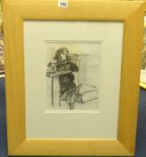 Robert Lenkiewicz (1941-2002), signed pencil sketch of boy, 24.5cm x 19cm, framed.