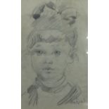 Robert Lenkiewicz (1941-2002) signed pencil sketch of a girl, 34cm x 25cm, framed.