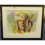 Robert Lenkiewicz (1941-2002), print 'Self Portrait', 29cm x 39cm.