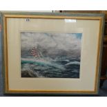 Richard William Payne, sailing boat in choppy seas, acrylic, 35cm x 42cm, Provenance, direct from