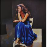 Robert Lenkiewicz (1941-2002), early signed limited edition print 'Anna in Blue', No.274/500, 68cm x