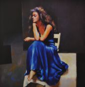 Robert Lenkiewicz (1941-2002), early signed limited edition print 'Anna in Blue', No.274/500, 68cm x