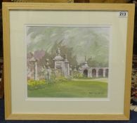 Jack Chamberlain, watercolour 'Gateway at Antony House', 25.5cm x 29cm, together with Juliet