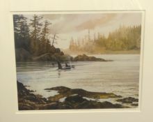 Robert Van Drimmolson?, signed limited edition print, 'Orcas', mounted, Marler Wilson signed limited