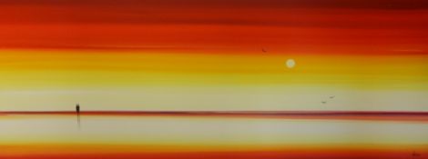 Henderson Cisz (Brazilian, b.1960), signed oil on canvas, Beach View', 51cm x 132cm.