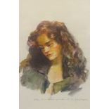 Robert Lenkiewicz (1941-2002), print, study of 'Lisa Stokes', 33cm x 25cm.
