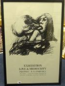 Robert Lenkiewicz (1941-2002), original exhibition poster 'Love and Mediocrity' 80cm x 54cm