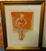 Robert Heindel, signed limited edition silkscreen print, No.127/150, 'Glitter Girl on Orange' with