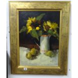 Ann Gordon, signed oil on canvas, 1999, 'Three Pears', 53cm x 39cm, Provenance, purchased The John