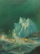 Unknown, oil on canvas 'Boat and Iceberg Scene', 90cm x 71cm.