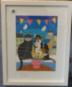 Arthur Lawr, a signed limited edition print No 1/50, 'Two Cornish Cats' with pencil signed remarque,