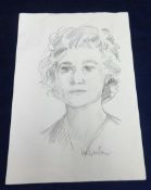 Robert Lenkiewicz (1941-2002), early signed pencil portrait of a lady, inscribed verso 'Barbican