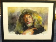 Robert Lenkiewicz (1941-2002), print 'Self Portrait', 29cm x 40cm.