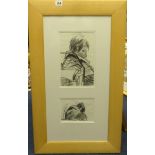 Robert Lenkiewicz (1941-2002), double sketch, signed, 26cm x 16cm, framed.