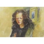 Robert Lenkiewicz (1941-2002), print, 'Anna at the House', 26cm x 33cm.