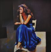 Robert Lenkiewicz (1941-2002), signed limited edition print 'Karen Seated' No.283/500, 38cm x 38cm