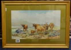 E.J.Curtis, watercolour 'Dartmoor', 21.5cm x 36cm.