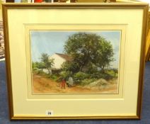 John Strickland-Goodall, RI RBA, signed watercolour, 'Going to Market', 27cm x 37cm, Provenance