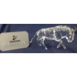 Swarovski Crystal Glass Gnu with smoky horns and tail, boxed as new